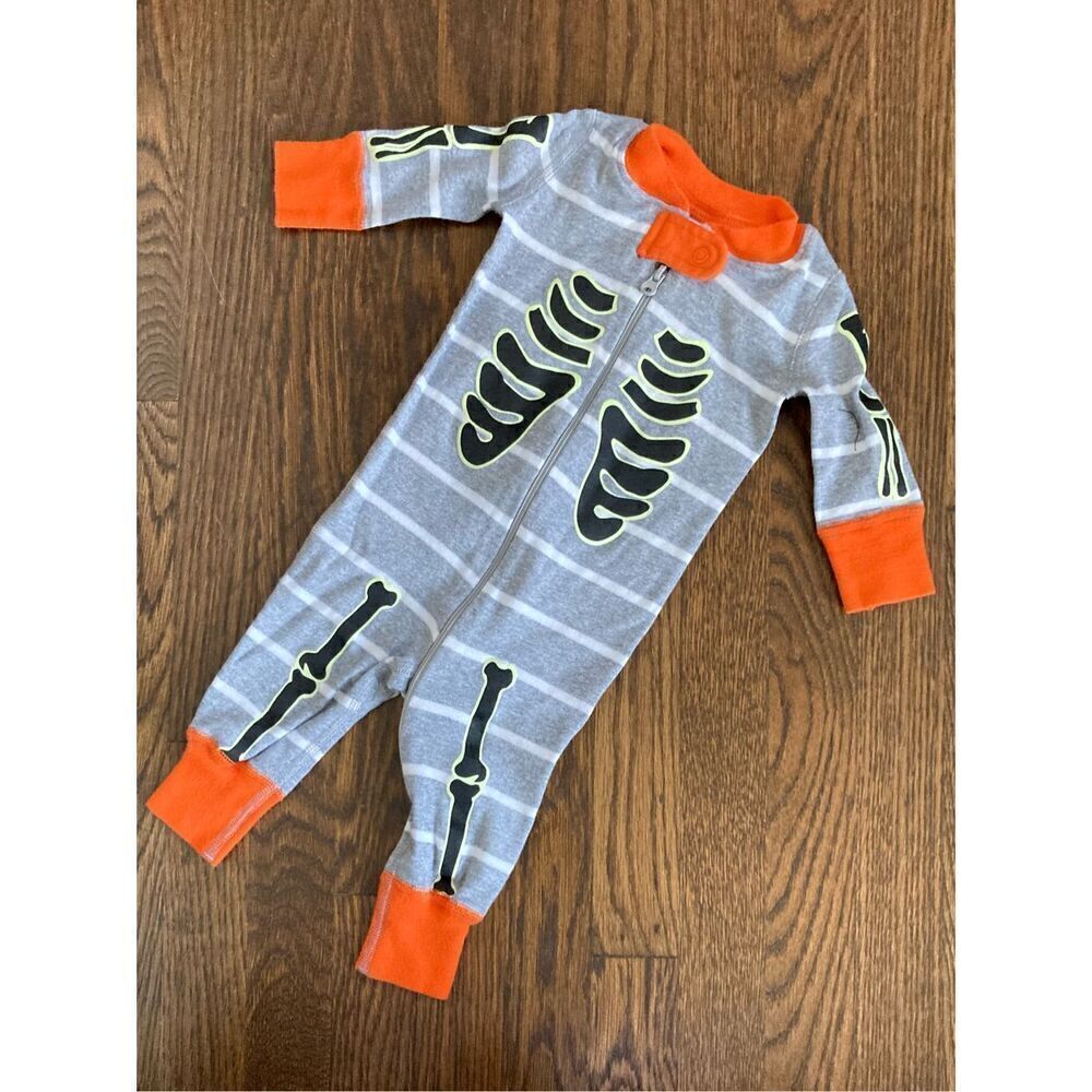 Hanna Andersson Baby Infant 0-6 Months (50) Skeleton Glow In The Dark Organic Sl